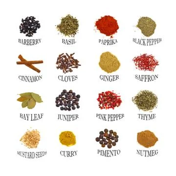 Named spices Stock Photos