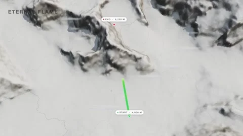 Nameless tower trango eternal flame 3d terrain route map seamless loop Stock Footage 341900060