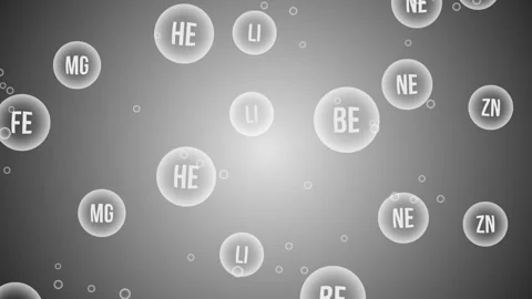 Names of chemical elements in water bubbles. 4K Stock Footage 273252916