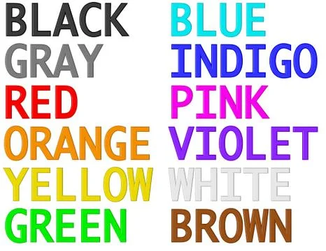 Names of colors. 3D render Stock Illustration