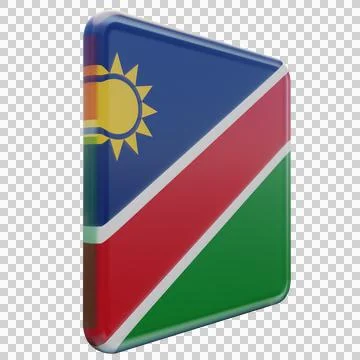 Namibia 3d illustration flag on pole. Wood flagpole Stock Illustration