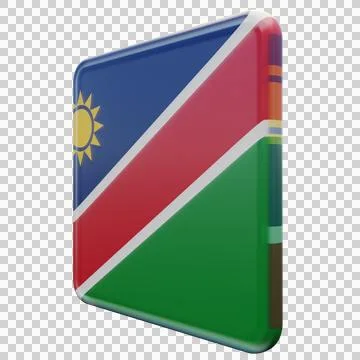 Namibia 3d illustration flag on pole. Wood flagpole Stock Illustration