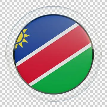 Namibia 3d illustration flag on pole. Wood flagpole Illustrazione stock