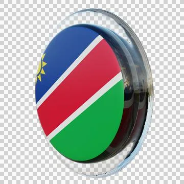 Namibia 3d illustration flag on pole. Wood flagpole Stock Illustration