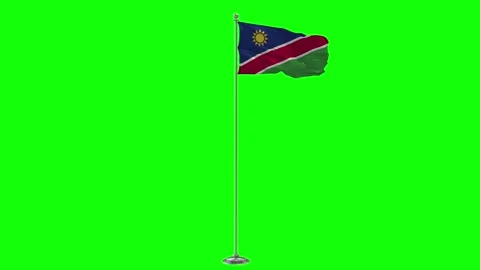 Namibia 3D Illustration Of The Waving flag On a Pole With Chroma key Stock Footage 160863714