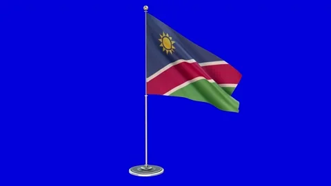 Namibia 3D Illustration Of The Waving flag On a Pole With Chroma key 스톡 동영상 160884816