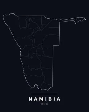 Namibia Africa Map Region Boundaries Highways Dark Mode Editable Vector 库存插图