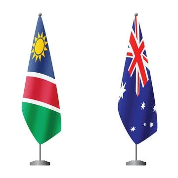 Namibia and Australia flags on flagpoles for official ceremonies and meetings Stock Illustration