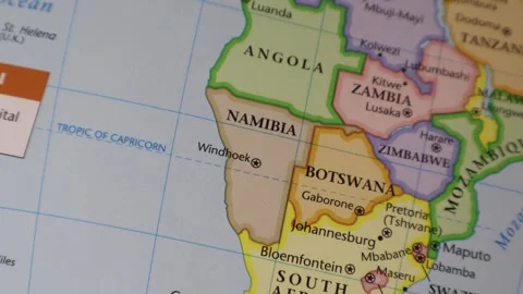 Namibia and Botswana Political Map: Geography of Kalahari and Namib Desert Stock Footage 324704540