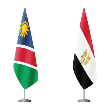 Namibia and Egypt flags on flagpoles for official ceremonies and meetings Stock Illustration