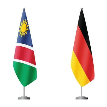 Namibia and Germany flags on flagpoles for official ceremonies and meetings Stock Illustration