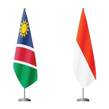 Namibia and Indonesia flags on flagpoles for official ceremonies and meetings Stock Illustration