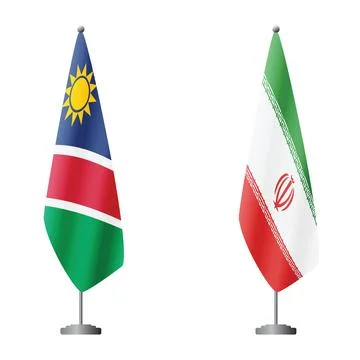 Namibia and Iran flags on flagpoles for official ceremonies and meetings Stock Illustration