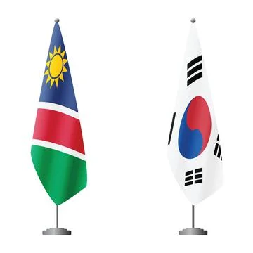 Namibia and South Korea flags on flagpoles for official ceremonies and meetings Stock Illustration