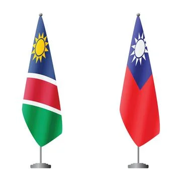 Namibia and Taiwan flags on flagpoles for official ceremonies and meetings Stock Illustration