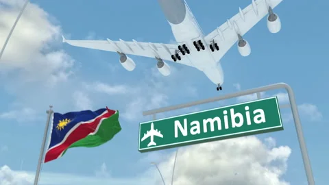 Namibia, approach of the aircraft to land Stock Footage 99507621