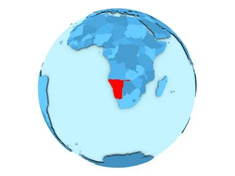 Namibia on blue globe isolated Stock Illustration