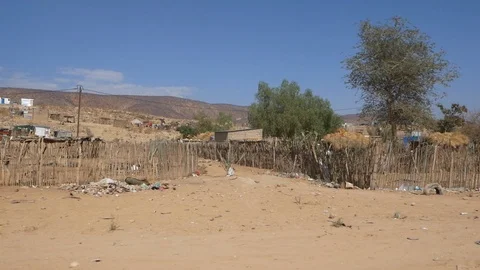 Namibia camera car, dry landscape, Africa in HD, poor villages Stock Footage 90886945