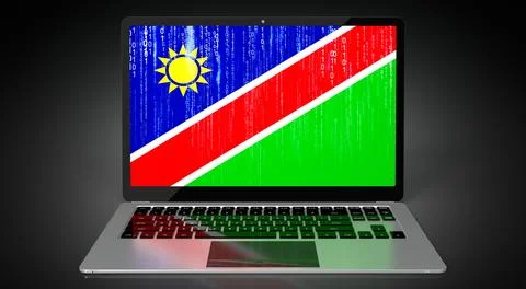 Namibia - country flag and binary code on laptop screen Stock Illustration