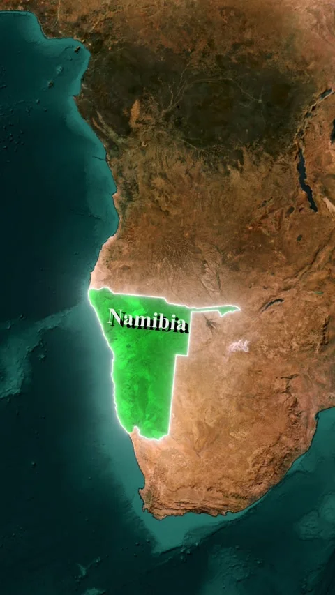 Namibia Country Highlighted on World Map, Vertical 3D Satellite Zoom In Ani.. Stock Footage 344096432