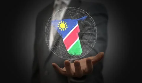 Namibia - country shape and flag - 3D illustration Stock Illustration