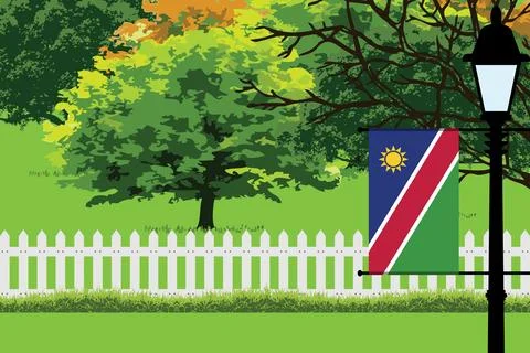 Namibia Day Trees Lamp Vector Illustration Stock Illustration