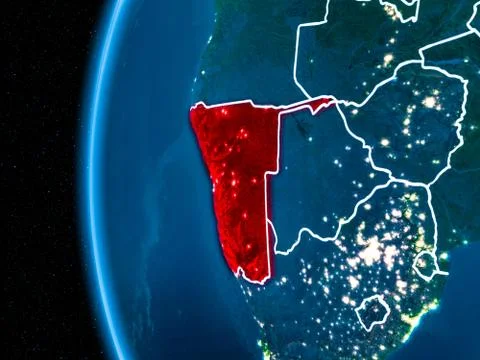 Namibia on Earth at night Stock Illustration