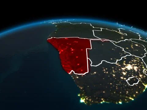 Namibia on Earth at night Stock Illustration