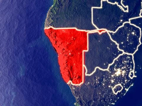 Namibia on Earth at night Stock Illustration