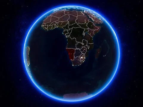 Namibia on Earth from space at night Stock Illustration