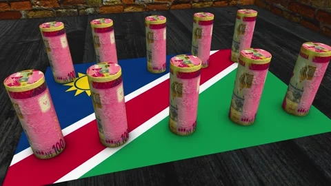 Namibia Flag - 100 Dollar Currency Concept - 1 Stock Footage 270309654