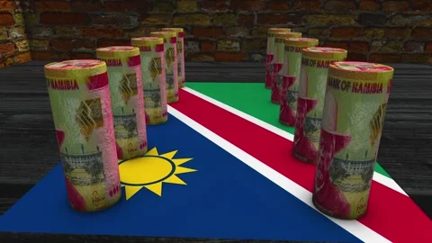 Namibia Flag - 100 Dollar Currency Concept - 3 Video stock 270310094