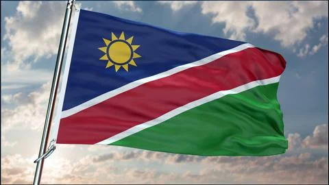 Namibia flag background realistic waving in the wind 8K Stock Illustration