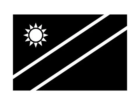 Namibia Flag Black and White. Country National Emblem Banner. Monochrome Gray Stock Illustration