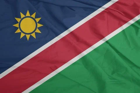 Namibia Flag blowing in the soft air Foto stock