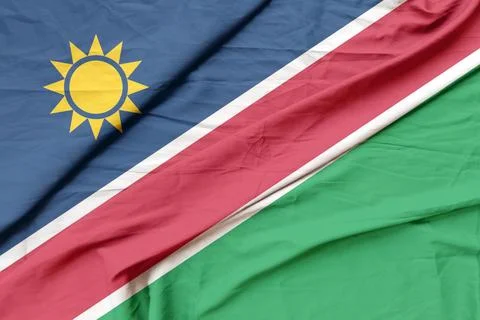 Namibia  Flag blowing softly in the air Stock Photos