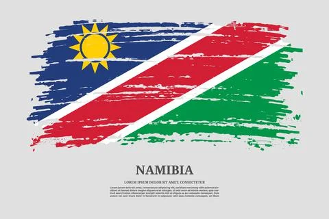 Namibia flag with brush stroke effect and information text poster, vector Illustrazione stock
