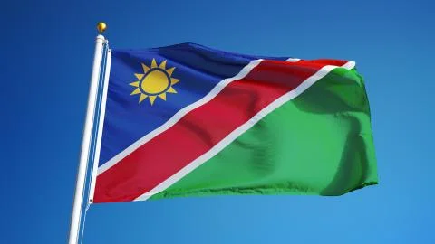 Namibia flag, close up, isolated with clipping path alpha channel Stock Photos