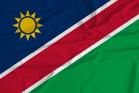 Namibia Flag cloth blowing in the soft breeze Stock Photos