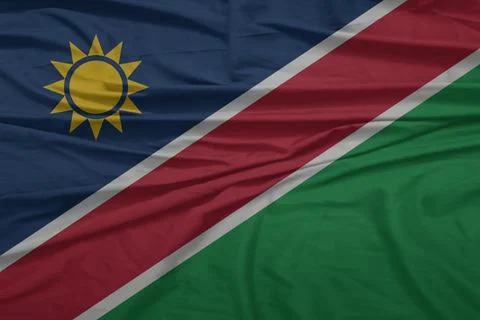 Namibia Flag cloth fluttering in the breeze Stock Photos