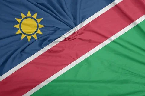 Namibia  Flag cloth fluttering in the gentle wind Stock Photos