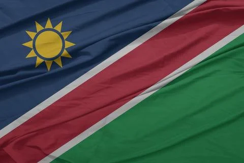 Namibia Flag cloth moving in the soft wind Stock Photos
