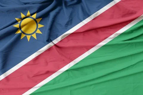 Namibia  Flag cloth rippling in the breeze Stock Photos
