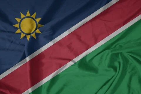 Namibia Flag cloth rippling in the soft wind Stock Photos