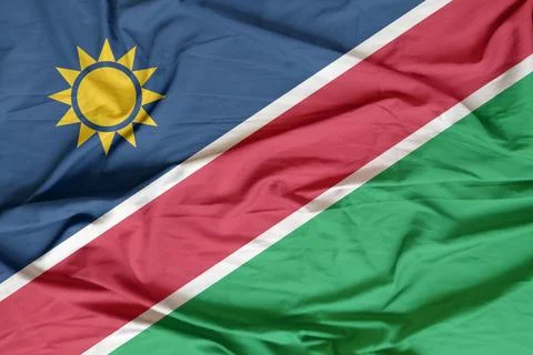 Namibia  Flag cloth waving in the calm air Stock Photos