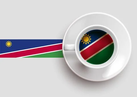 Namibia flag with coffee on top view Stock Illustration