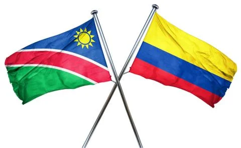 Namibia flag with Colombia flag, 3D rendering Illustrazione stock