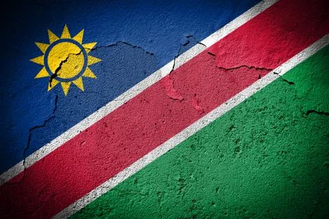 Namibia flag on cracked wall Stock Photos