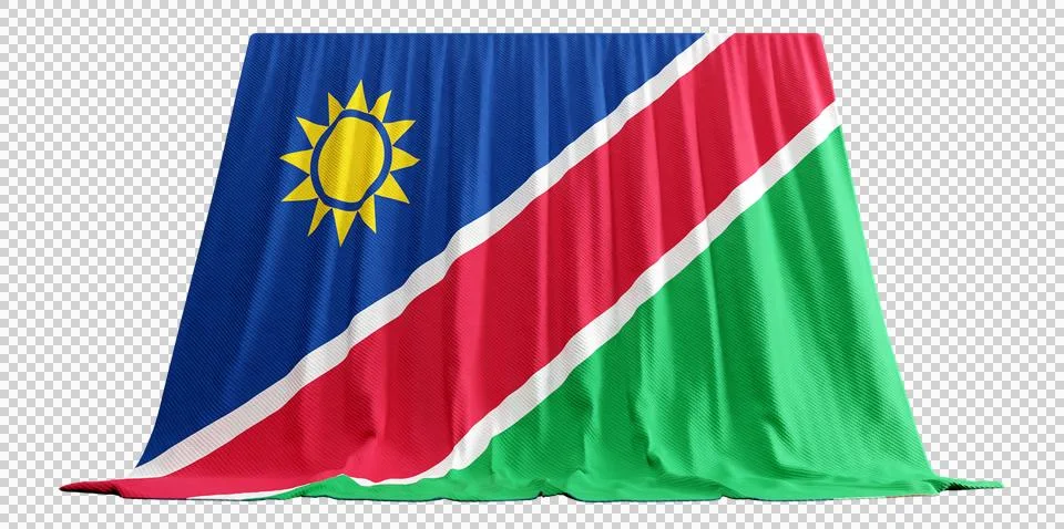 Namibia Flag Curtain in 3D Rendering called Flag of Namibia Stock Illustration
