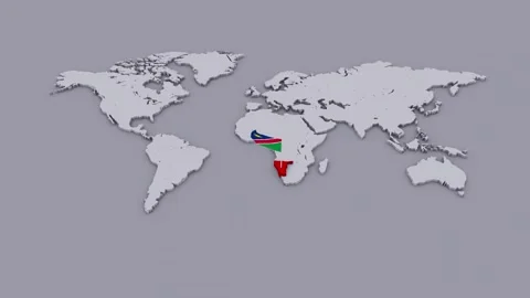 Namibia Flag on Extruded World Map Stock-Footage 346313020